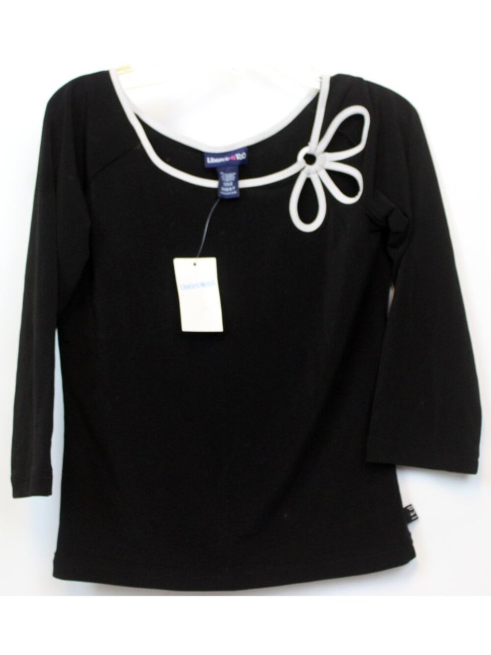 NWT Limited too Black Blouse Shirt White Flower Cutout sz XXS 6/7 Holiday Party